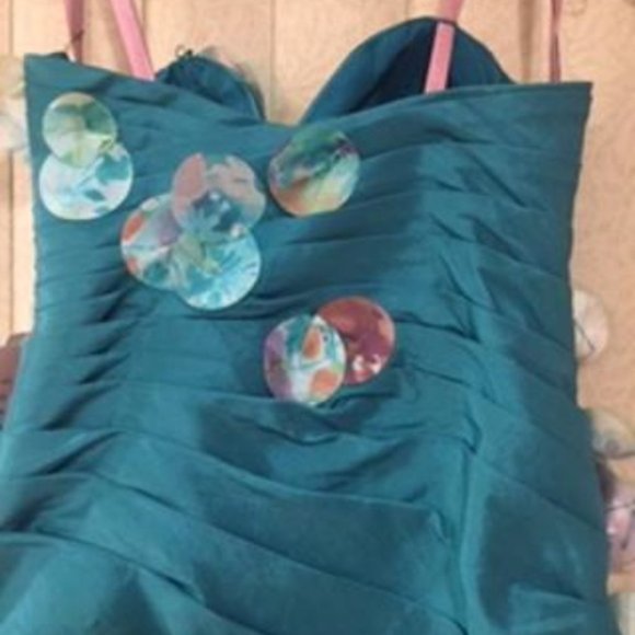 *FINAL PRICE* Fun Flirty Peacock Taffeta Short Formal Dress 4 - Picture 5 of 7